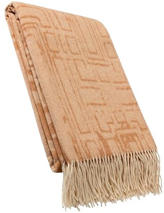 LuckyBlankets Paris Wolldecke 140 x 200 cm Premium Qualität - Sofadecke kuschelig - Merino wolldecke (Gelb)