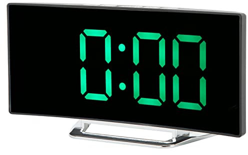 Jeanoko Horloge LED numérique, Affichage à l'écran LED rétro-éclairage réveil numérique Miroir détection de lumière Intelligente Deux Modes d'affichage Multifonction pour Chevet pour Chambre(Vert)