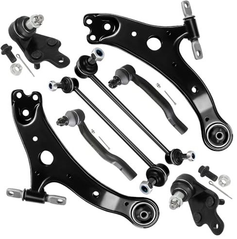 SCITOO 8pcs Front Suspension Kit Lower Control Arm Assembly Lower Ball Joints Outer Tie Rod Ends Sway Bar Links fit for 2012-2017 for Toyota Camry 2013-2018 for Toyota Avalon