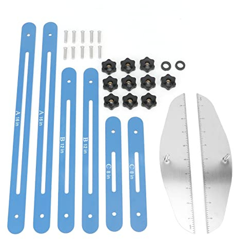 AUNMAS Stair Measuring Tool, Aluminium Alloy Stair Tread Template Set Stair Tread Jig Stair Measuring Tool for Cutting and Measuring Stair Treads Risers Shelves Window Sills
