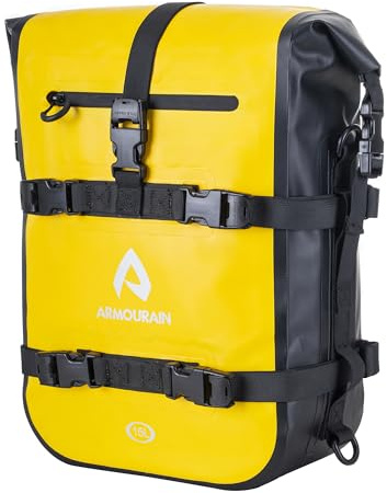 ARMOURAIN Motorrad Stoßstangen Seitentasche Tasche Wasserdicht 6L/8L/15L Motor Sturzbügel Seitentaschen mit Schultergurt Motorräder Seitenrahmen Seitenkoffer Reiten Werkzeuge Zubehör (15L PVC Gelb)