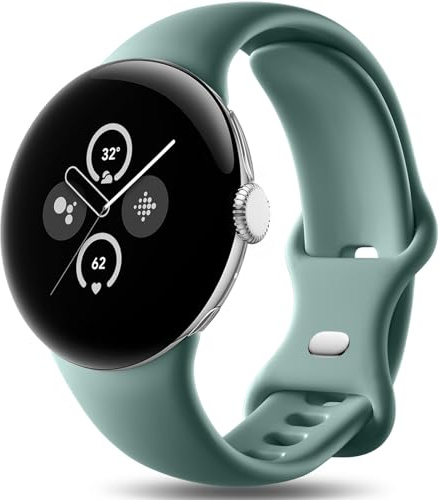 Easuny Armband Kompatibel mit Google Pixel Watch 2/1 Armband/Pixel 3/4 41mm | Verstellbares Weich Silikon Sport Ersatzarmband für Google Pixel Watch 3/4 41mm Armband für Damen Herren,Klein Kieferngrün