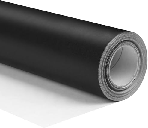 VGOODALL Schwarze Geschenkpapier, 10m*44cm Kraftpapier Rolle Metallisches Packpapier für Verpackung Hochzeit Kunsthandwerk Kunst Kleine Geschenkverpackungen Geburtstag