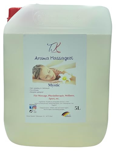 Huile de massage aromatique - Mystic - 5 l - Pour massage, physiothérapie, bien-être, etc. - Qualité médicamenteuse (5 l, mystic)