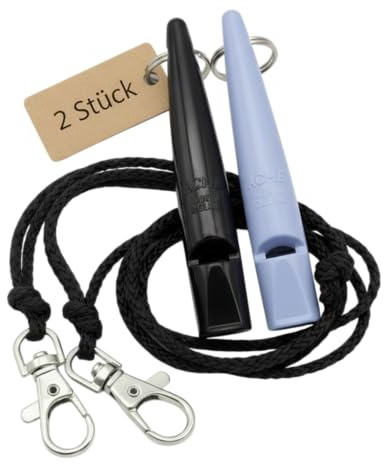 ACME Hundepfeife No. 211,5 mit Pfeifenband | Im Doppelpack | 2 Pfeifen inklusive 2 Bänder | Ideal für den Rückruf - Laut und weitreichend (Black + Violet)