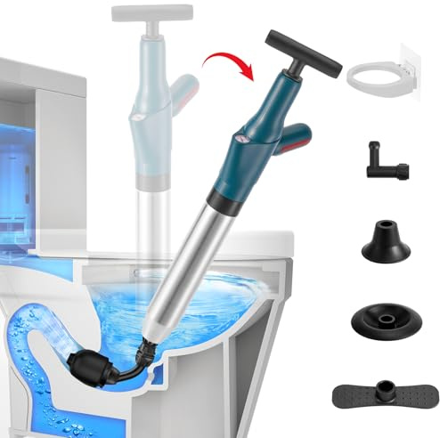 TheElves Sturalavandini Heavy Duty Pro, strumento elettrico ad alta pressione per la rimozione degli intasamenti del WC, potente stantuffo da bagno con supporto per la pulizia dello scarico, verde
