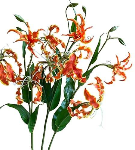 BQEE Fleurs de lys artificielles de 76,2 cm à longue tige pour arrangement floral pour mariage, maison, fête, bureau (orange)