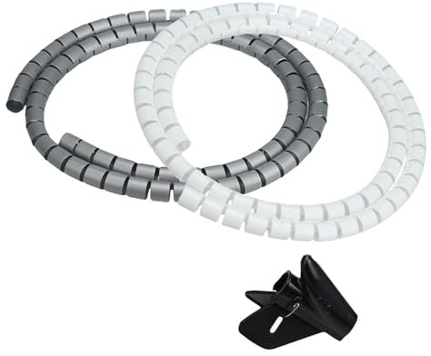 Cable Sleeve 20mm, Flexible Cord Bundler Wire Wrap Cable Management System for Office and PC(Gray,White)