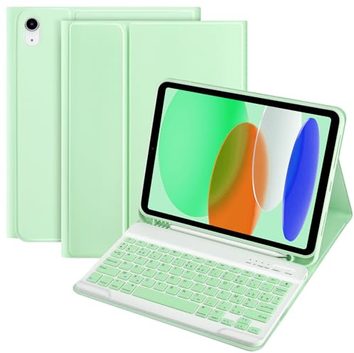 TQQ Tastaturhülle für iPad 10/11 Generation (10,9 Zoll 2022/11 Zoll A16 2025), französisches AZERTY-Layout, abnehmbare Bluetooth-Tastatur für iPad 10./11