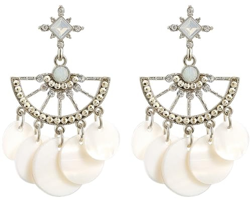Geometrische bohemische Damen-Langohrringe – 925-Sterlingsilber-Ohrnadeln für Mädchen, Damen-Schalenjuwelen mit überzogenen Pendel-Ohrringen, bohemische Stile-Geschenke für Mädchen