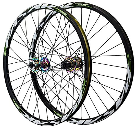 LPYDWZ 24 Zoll MTB Fahrrad Laufradsatz Doppelwandig Aluminiumlegierung 26 Zoll 27,5 ”29 er Hybrid/Berg Scheibenbremse Fahrradfelge zum 7/8/9/10/11 Geschwindigkeit(Green,24 inch)