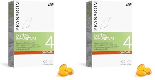 PRANARÔM - Oléocaps 4 - Système Immunitaire - Aux Huiles Essentielles Ciblées - Eucalyptus Radié, Citron, Gingembre, Giroflier & Sarriette - 100% Naturelle Et Bio - HECT - 30 Capsules Prédosées
