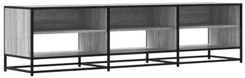 vidaXL TV Cabinet, TV Stand with Storage Space Metal Frame, TV Cabinet for Living Room, TV Shelf, Lowboard for TV, Grey Sonoma Wood Material