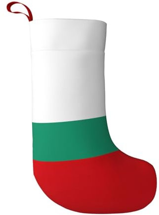 BREAUX Weihnachtsstrümpfe mit bulgarischer Flagge, ultraweicher Samt, Weihnachtsstrümpfe, Kamindekoration, 45 cm
