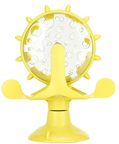 KIMISS Jouet Teaser pour Chat – Moulin à Vent Léger Interactif pour Chat avec Distributeur de Friandises pour Une Récréation Amusante – pour Engager Votre Ami Félin (Yellow)