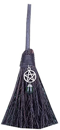 ohodhmnu Escoba de bruja con colgante de cristal para Halloween