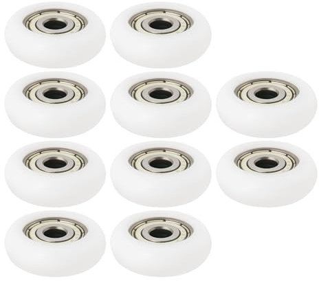 Create idea Lot de 10 poulies en nylon et acier au carbone - Roulement à billes - Pour meubles, accessoires, portes coulissantes en verre (5 x 23 x 7 mm)