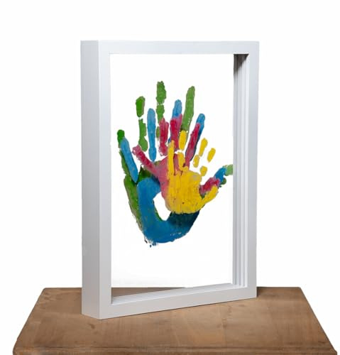 Kit di impronte familiari con cornice include vernici non tossiche-piastre acriliche strumenti per fai da te, perfetto per baby shower nuove mamme e decorazioni domestiche-regalo Emotivo (Bianco)