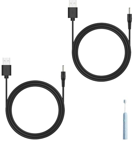 USB Charger Cable Electric Toothbrush, DC 3.5 x 1.35mm DC Jack Compatible with FWP11 FW-508 FW-507 FW-917, SG-508 D1 D3 D7 D8 E6 E10 E11 P11 Plus Pro TB-508 1M Charging Cable Replacement (2)