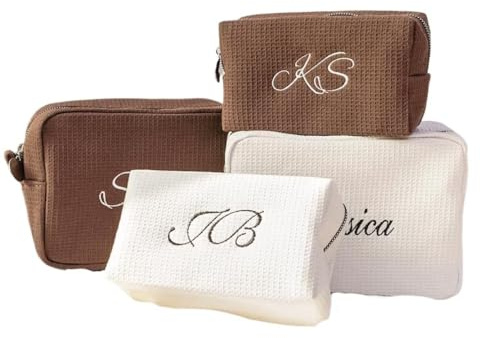 Hainadian Personalisierte Kosmetiktasche mit gesticktem Namen, individuelle Monogramm-Make-up-Tasche, Teenager-Mädchen-Geschenke, trendige Sachen, süße 16 Geschenke für Mädchen, Mehrfarbig