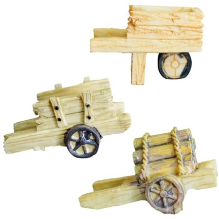 TOYANDONA 3piezas Carro De Jardín Miniatura De Resina para Decoración De Jardines Miniatura Incluye Carro De Mano y Soporte para Suculentas Accesorio para Terrarios y Decoración Navideña