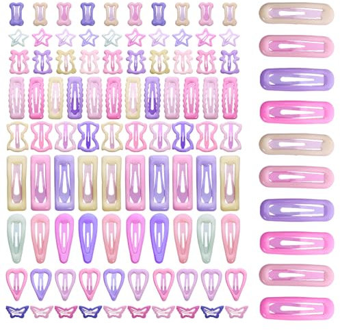 Pastell Haarspangen Set für Mädchen, Schmetterling und Schleife Designs, 100 Stück pro Karte, mehrere Farben