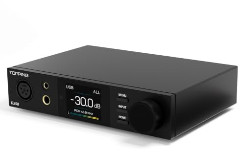 TOPPING DX5 II Hi-Res DAC & Headphone Amp Combo – Dual ES9039Q2M, X-Hybrid Amp, 10-Band PEQ, LDAC Bluetooth 5.1, 4.4mm Balanced & 6.35mm Headphone Output, Preamp Mode, 12V Trigger (Black)