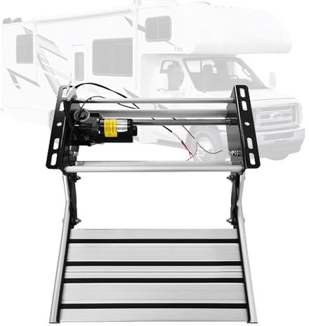 VNATWGOO Marchepied éLectrique Automatique pour Caravanes, Escalier Pliable en Aluminium avec éClairage LED,SingleLayer