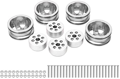 RC Wheel Rim Hub High Performance Aluminum Alloy RC Car Wheel Hub for WPL Fj40 C14 C24 B14 B24 B16 B36 1/16 Model Vehicles (Silver)