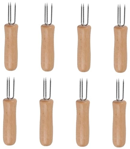 TOBBOMEY 8 Stück Teiliges Edelstahl Grillbesteck mit Drei Design Corn Grips für Bbq und Obst Sicherer Corn Forks Holder für Sauberes Grillen und Vielseitigen Einsatz bei Gemüse Fleisch