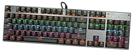 MERRYHAPY Mechanical Gaming Keyboard Keys Rgb Backlit Wired Mechanical Keyboard with Ergonomic Layout Aluminum Alloy Panel Ghosting for Office and Entertainment Use