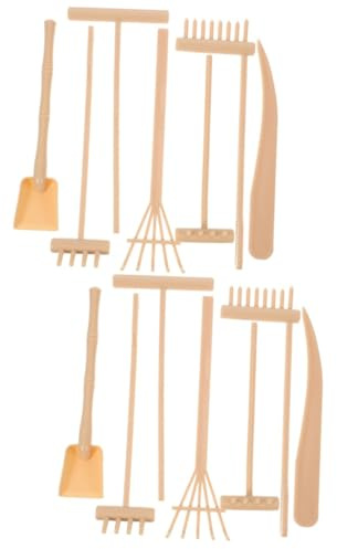 VICASKY 2 Ensembles Râteau Jardin Zen Miniature Jaune et Beige Outils Décoratifs pour Bac à Sable Intérieur Accessoires Créatifs pour Paysages Zen et Détente