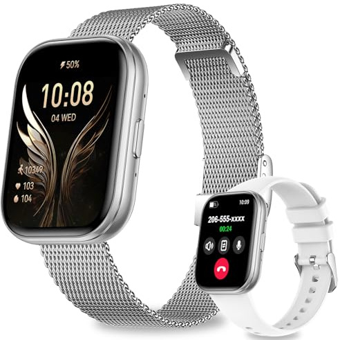 niolina Smart Watches for Women Answer/Make Calls, 1.75 HD Fitness Tracker with 120+ Sports Modes Heart Rate SpO2 Sleep Monitor, IP68 Waterproof Smartwatch for Android & iPhone (Silver)