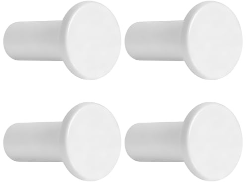 YOFAPA 4 Wandhaken aus Zinklegierung, Garderobenhaken, rundes Knaufdesign, 3 x 2 cm, Kleiderhaken für Eingangsbereich, Schlafzimmer und Badezimmer, weiß