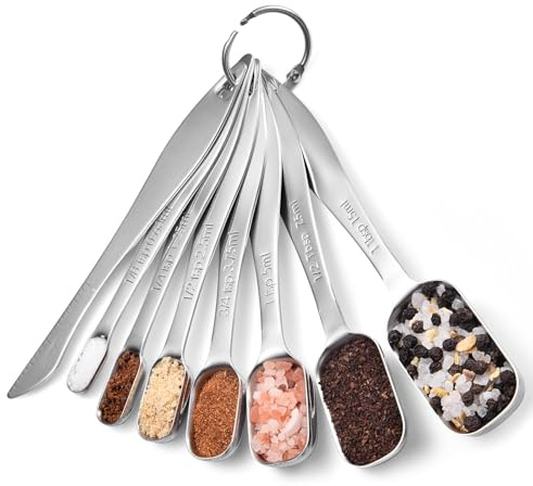 8 Pcs Messlöffel Set aus 18/8 Edelstahl, Quadratische Dosierlöffel mit Nivellierer für Trockene und Flüssige Zutaten, Measuring Spoons edelstahl Ideal für Küche und Backen Backutensilien