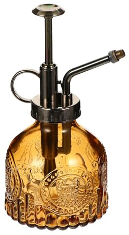 Sewroro Pflanzensprüher Glas Wassersprühflasche Klein Nachfüllbar und Auslaufsicher für Zimmerpflanzen Vintage Braun Handdruck Sprühgerät für Gartenarbeit