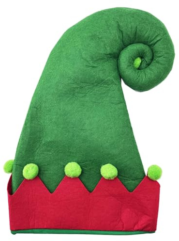 N NEWTOP Cappello Natale Lungo Elfo Renne Babbo Verde Rosso Campanello per Feste Eventi Party per Adulti Taglia Unica Morbido Costume Decorazione Copricapo a Punta Natalizio Cosplay