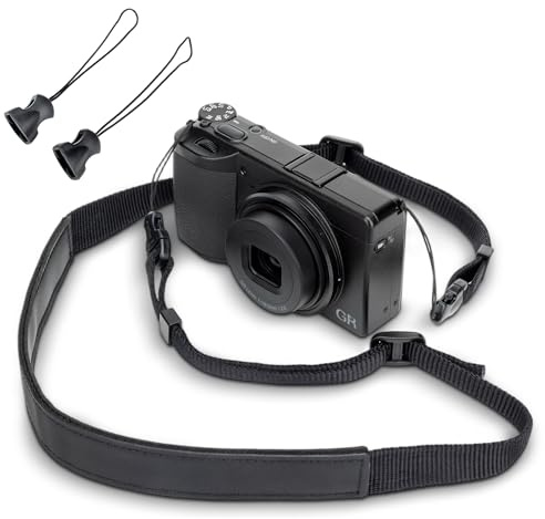 JJC Kamera Schultergurt w Lederpolster & Schnellverschluss für Ricoh GRIV | für GR IV HDF Monochrome GRIIIx III ZV-1 RX100 II III IV V VI VII PowerShot G7X II III SX740 HS D-LUX 7 8 und weitere Kameras