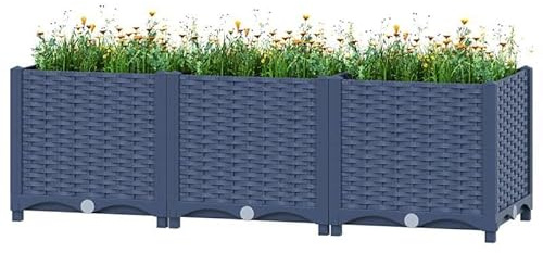 Bancal alto 120 x 40 x 38 cm de polipropileno – Ligero, duradero y resistente a la intemperie – Ideal para cultivo de verduras y jardín de hierbas, perfecto para pequeños jardines y balcones