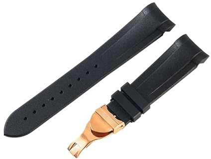 ROUHO Verstellbares Gummi Ersatz Uhr Band - 22mm Wasserfestes Silikon Uhrenarmband für Tudor Heritage Black Bay