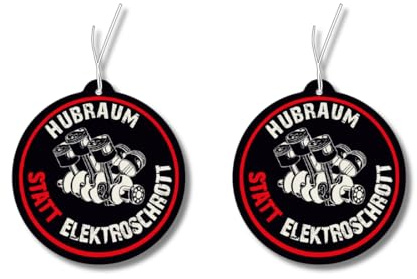 2x Hubraum statt Elektroschrott Duftbaum Auto lustig, Autoduft,Lufterfrischer Duftspender, Wagen Tuning, TikTok MEME