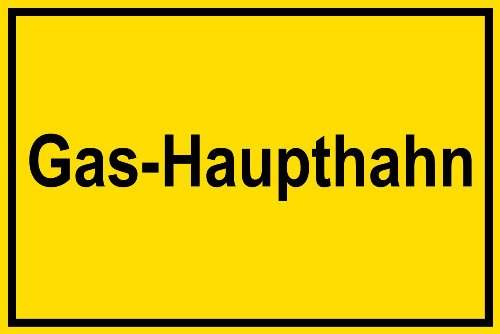 Warnschild aus Folie - Gas Haupthahn - 30 X 20 cm