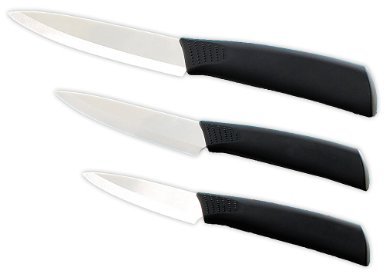 Rosenstein & Söhne Keramikmesserset: 3er-Set: Schäl-, Obst- und Universal-Keramikmesser (Keramikküchenmesser, Keramik-Küchenmesser-Set, Schäler)