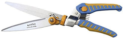 Cofan Cisaille à gazon professionnelle en acier inoxydable de 34 cm | Avec coupe réglable à 180° et des manches ergonomiques | 6 positions de coupe