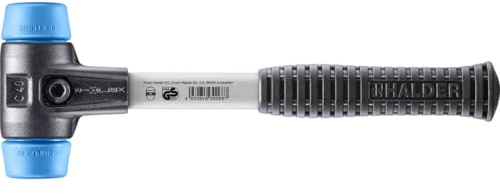 Halder Simplex Soft-Faced Mallet 3001.040 – TPE–Soft Inserts, Reinforced Cast Iron Housing, Fiber Glass Handle with Non-Slip Rubber Grip, 40mm, 1.9 lbs.