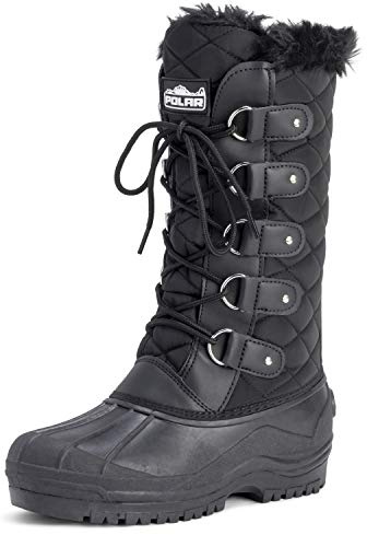 POLAR Womens Waterproof Tactical Mountain Walking Snow Knee Boots - Black - US8/EU39 - YC0356