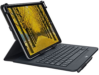 Logitech Universal Folio Funda para iPad o Tablet con Teclado Inalámbrico Bluetooth, para iPad Apple de 9-10 Pulgadas/Tablet Android o Windows, Fácil, Batería hasta 2 Años, Disposición QWERTY Español