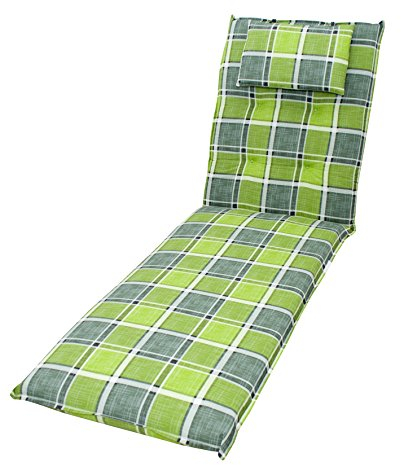 Doppler 8 cm Luxus Rollliegenauflage mit Kopfkissen 5911, grün kariert