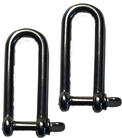 US Stainless 2 Pieces Stainless Steel 316 Long D Shackle 5/32 (4mm) Marine Grade Dee