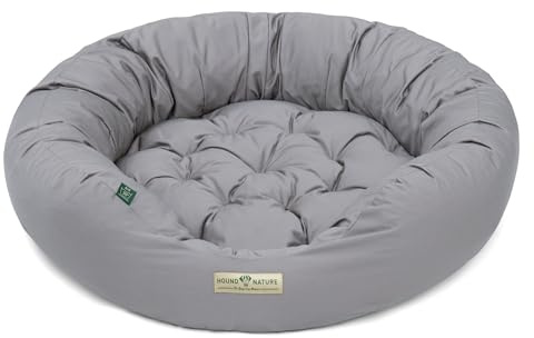 HOUND & NATURE Öko Hundebett St. Moritz - rund, kuschelig und waschbar, Donut Hundekorb für große Hunde (L - 95x90 cm - Hellgrau)